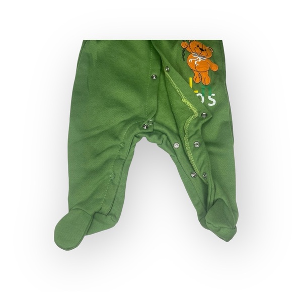 new Samara ܫ Footed Onesie Playsuit Teddy Bear Balloon Appliqué ܫ Sage Green 6MO - Picture 14 of 16